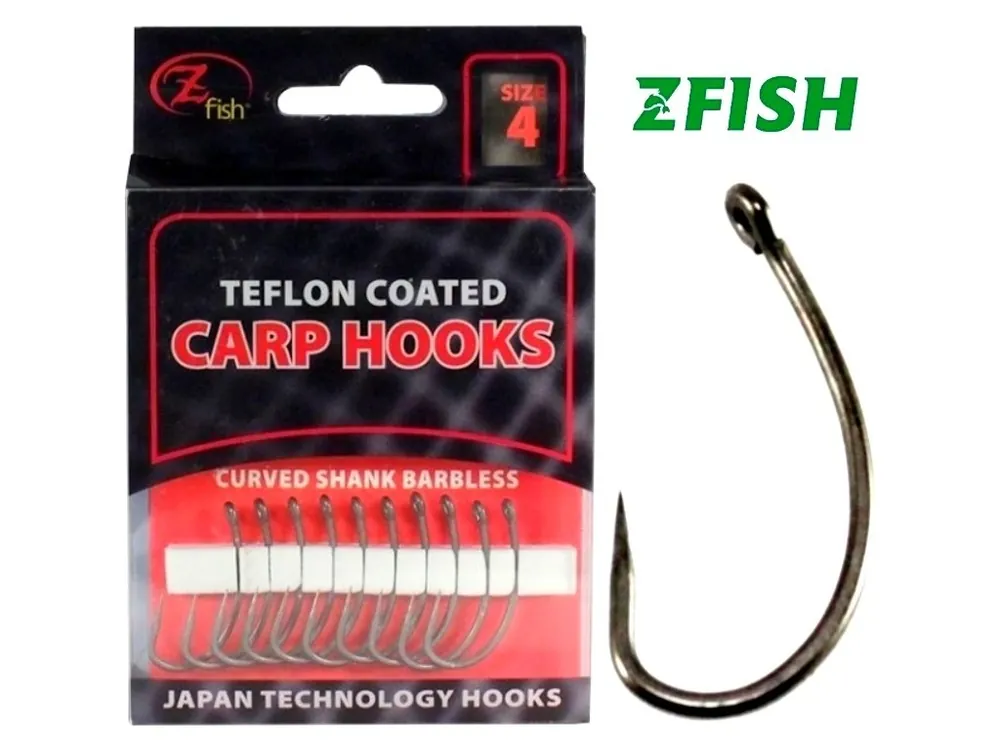 Ověřený Zfish teflonové háčky Curved Shank Barbless 10 ks