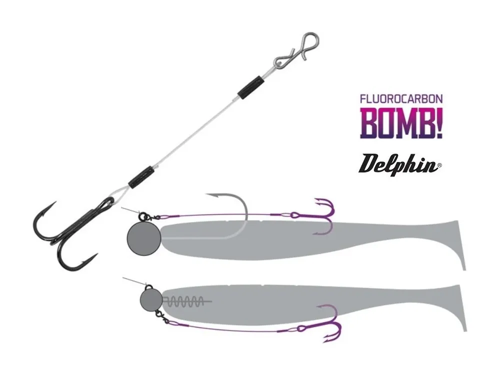 Originální Delphin BOMB! Twisto RIGS Fluorocarbon přívlačový návazec - 3 ks