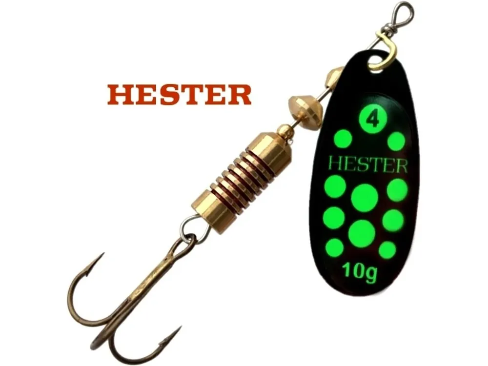 Hester Fishing rotační třpytka Ospray Black Neon Green Dots Časově Omezené