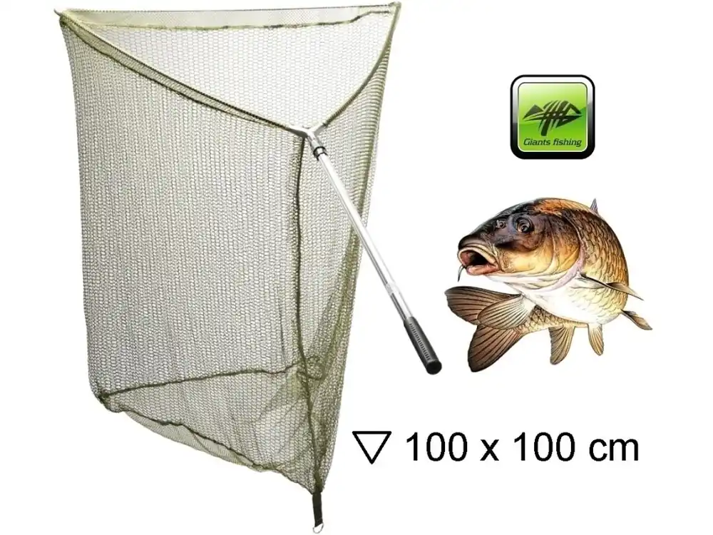 Giants Fishing podběráková hlava Carp Net Head 100x100 cm + rukojeť - AKČNÍ SET Finální Výprodej