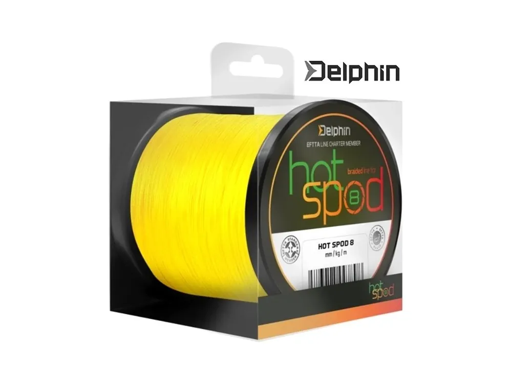 Nová Kolekce Delphin HotSPOD 8 pletená šňůra žlutá 0,14 mm/300 m