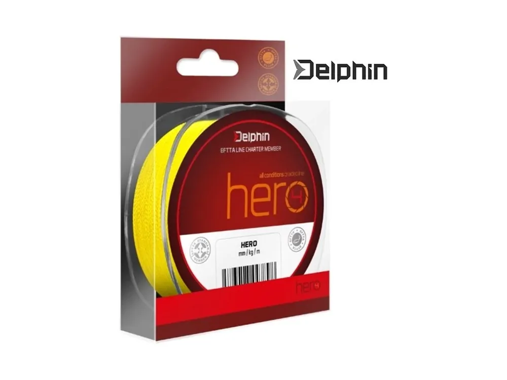 Delphin pletená šňůra HERO 4 fluo žlutá 300 m Akční Nabídka
