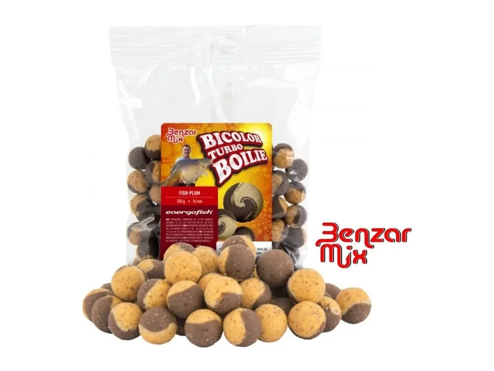 Odeslání Ihned Benzar Mix Bicolor Turbo boilies Fish-Plum 250 g