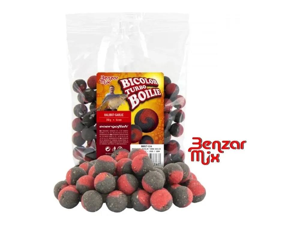 Nízká Cena Benzar Mix Bicolor Turbo boilies Halibut-Garlic 250 g