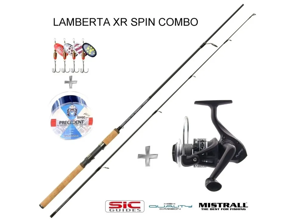 Značkový Mistrall přívlačový set Lamberta XR Spin 240 cm/15-40 g se třpytkami