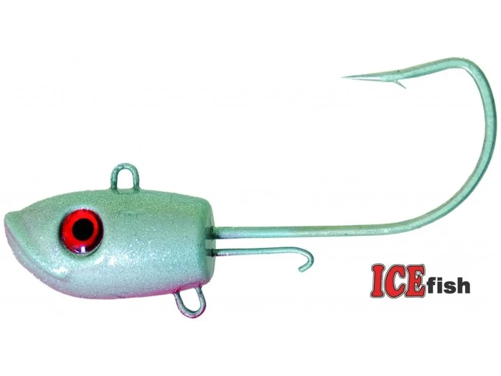 Ověřený ICE Fish jigová hlava na moře Jig Sea stříbrno-červená