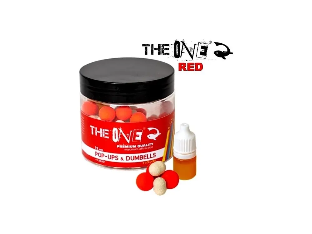 Novinka Plovoucí boilies The One Red Pop-Up & Dumbells Sausage - Strawberry 50 g + Liquid