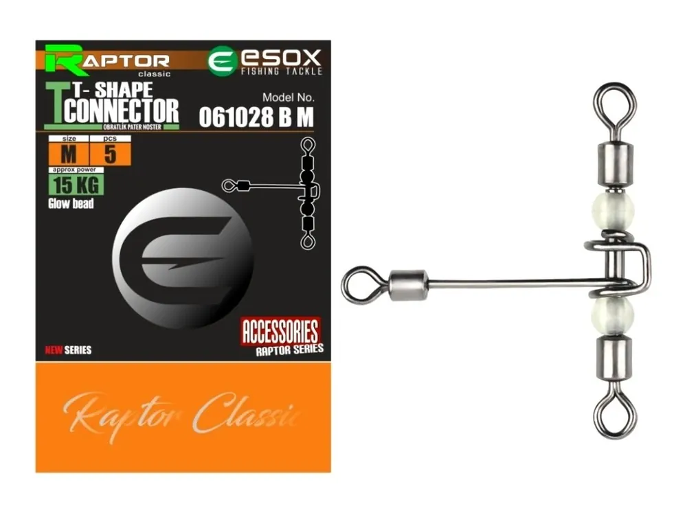 Časově Omezené Esox Raptor T trojobratlíky s bočním ramínkem T-Shape Connector 5 ks