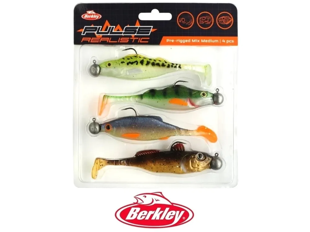Berkley vláčecí nástrahy Pulse Realistic Pre-rigged Mix Medium 4 ks Sleva