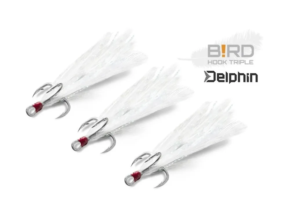 Delphin B!RD Hook TRIPLE 3ks - trojháčky/bílá pírka Levný