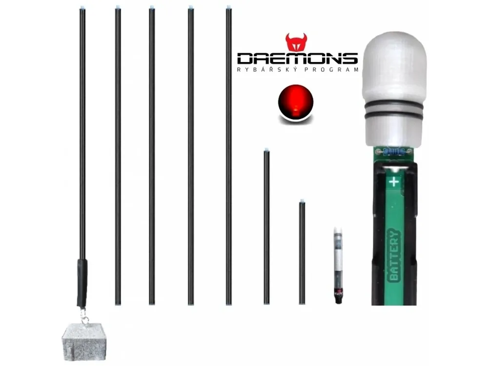 Daemons sklopná tyčová bójka 05 s R LED diodou - 6 m Finální Výprodej