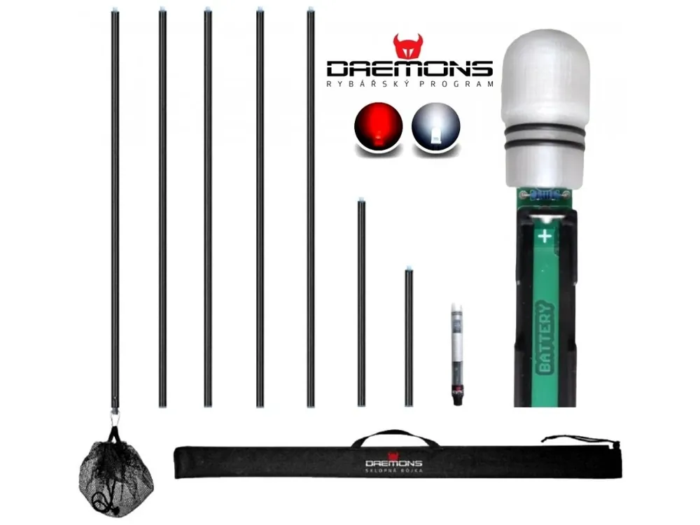Nejlepší Volba Daemons sklopná tyčová bójka 05 s RS LED diodou, sensorem, vypínačem a síťkou - 6 m