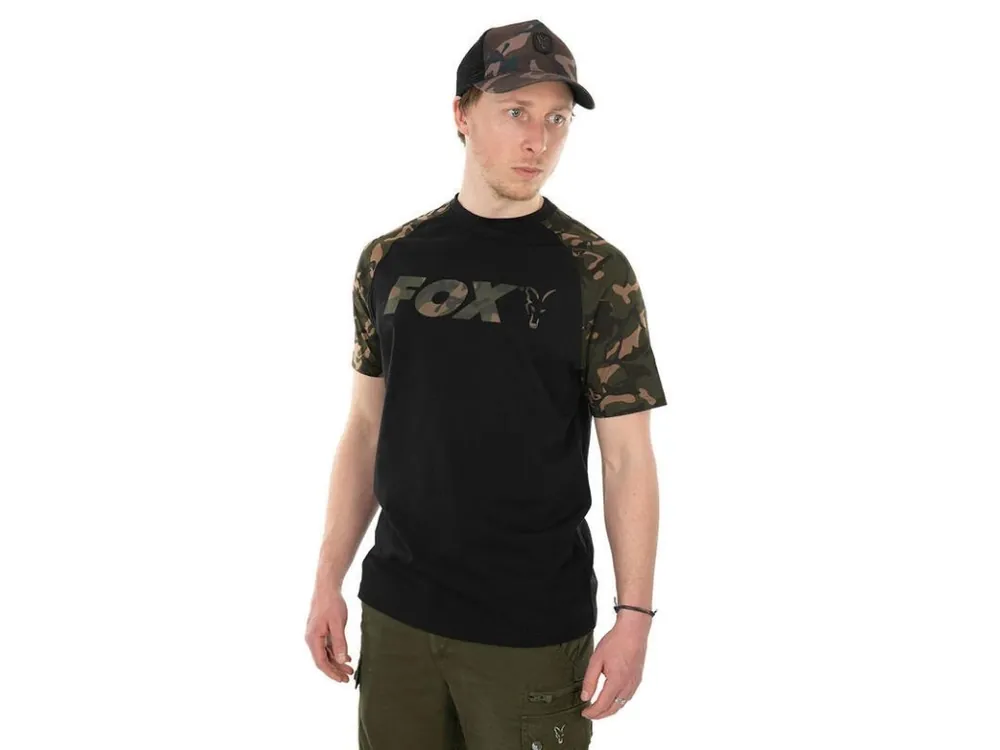 FOX tričko Black/ Camo Raglan T-Shirt Přímo Od Výrobce