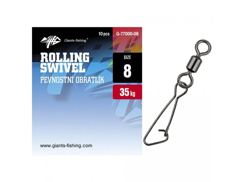 Levný GIANTS FISHING PEV. OBRATLÍK S KARABINKOU ROLLING SWIVEL WITH HOOKED SNAP 10KS