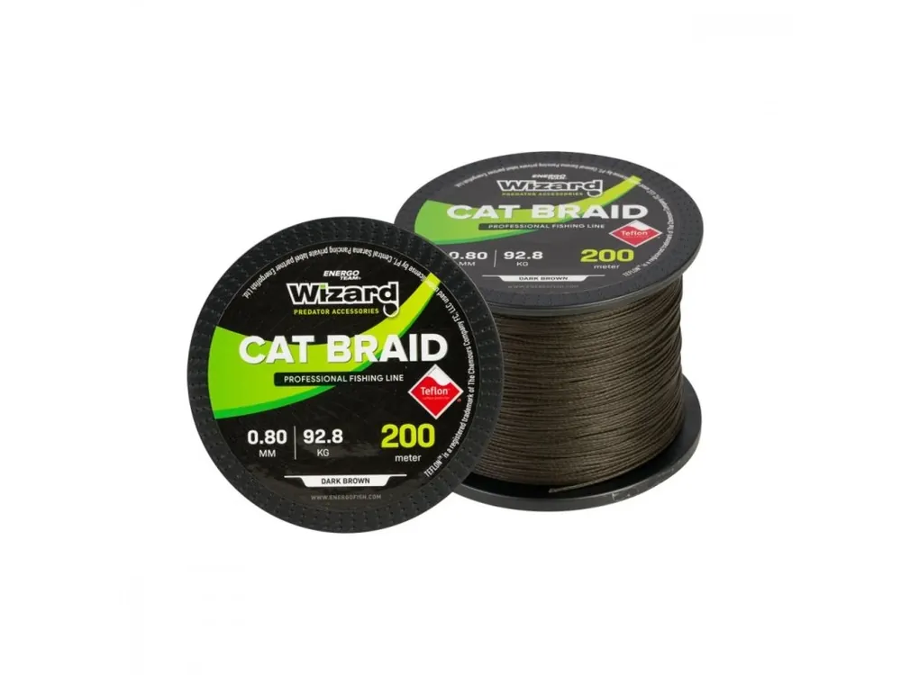Wizard pletená šňůra Cat Braid tmavě hnědá 200 m Víkendová Akce